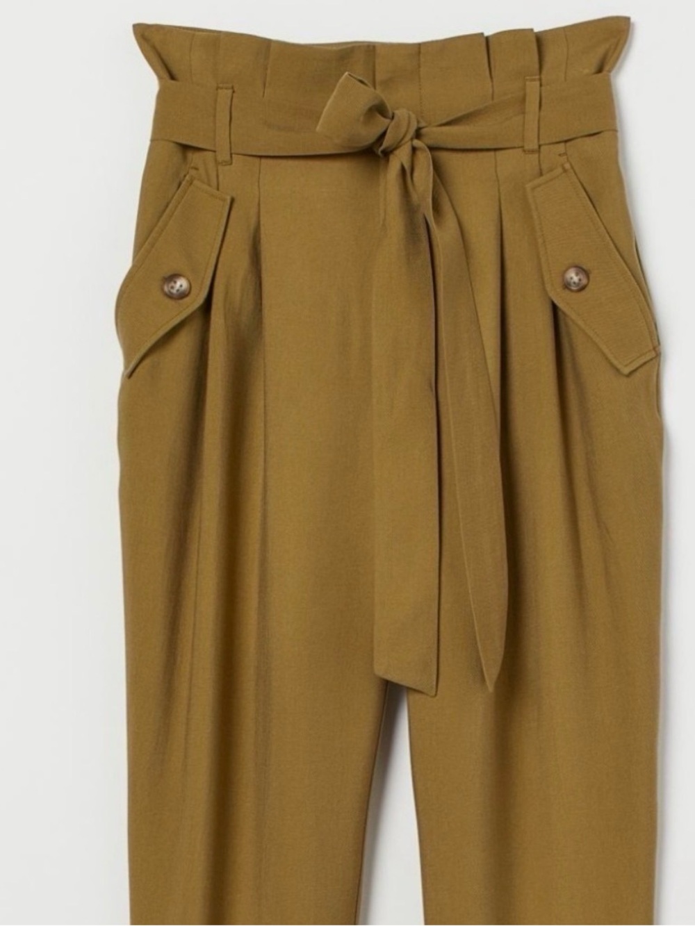 H&M High-Waist Olive Paperbag trousers